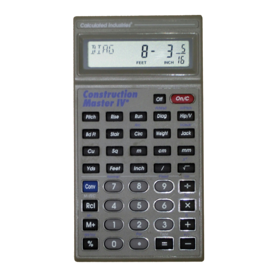 Calculated Industries Construction Master IV User Manual