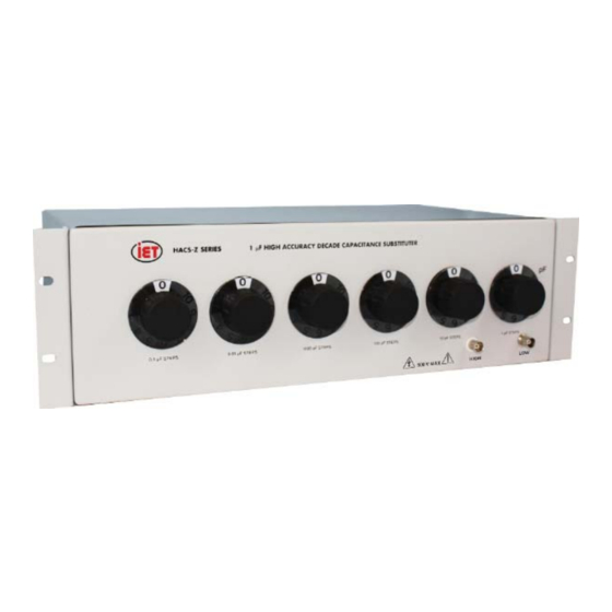 IET Labs HACS-Z-A-6E-1pF User And Service Manual