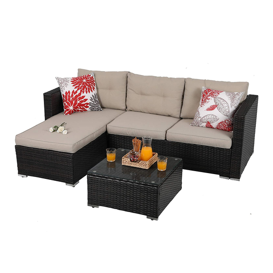 PHI VILLA 3PCS Rattan Sofa Set Assembly Instructions And User's Manual