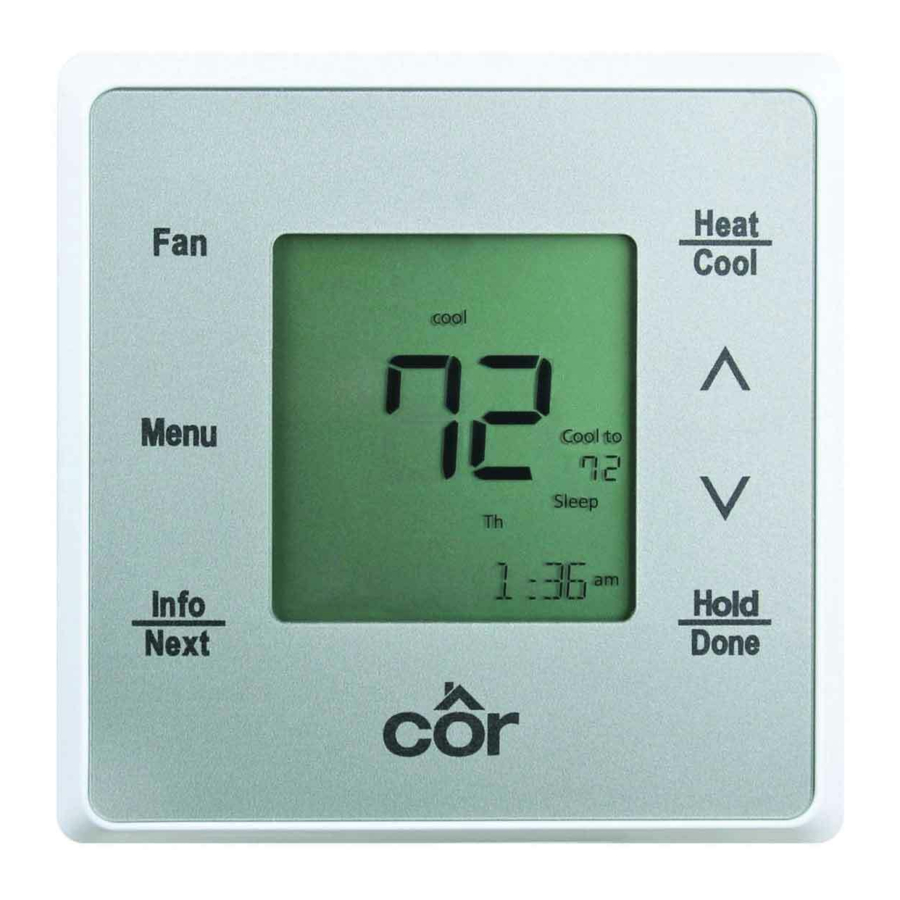 cor thermostat 5 Installation Instructions Manual