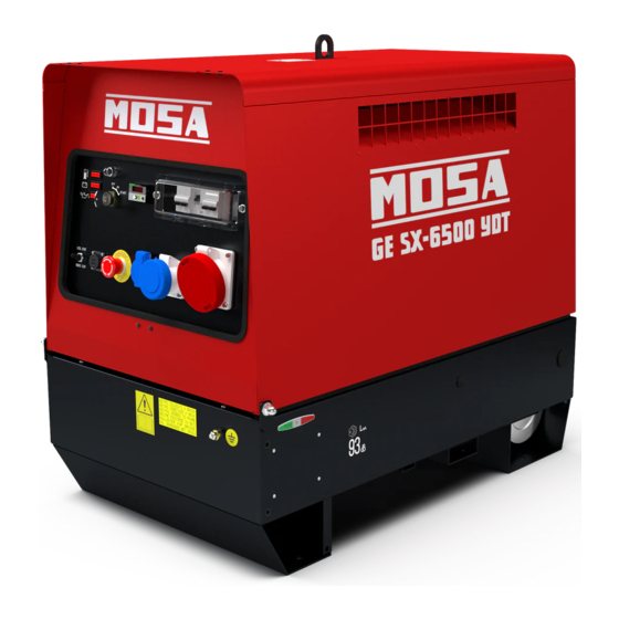 Mosa GE SX-6500 YDT Use And Maintenance Manual