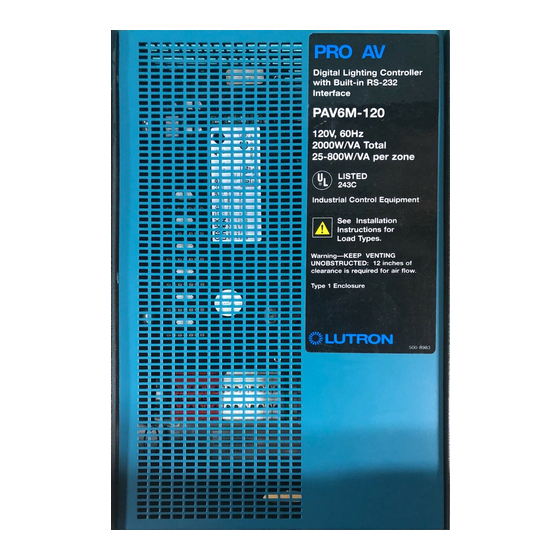 Lutron Electronics PAV6M-120 Installation Manual