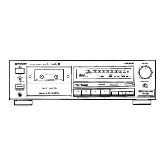 Pioneer CT-S210 Operating Instructions Manual