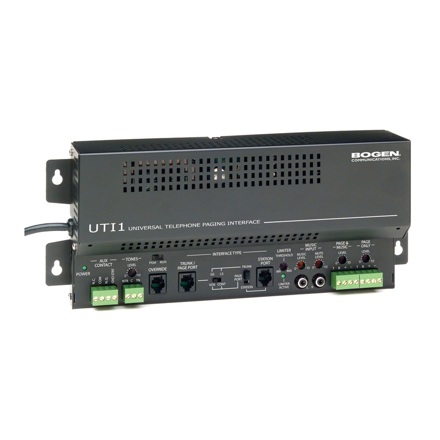Bogen Speaker Line Attenuator UTI1 AUX Product Manual