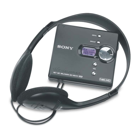 Sony MZ-NE410 - Net MD Walkman MiniDisc Recorder Manuals