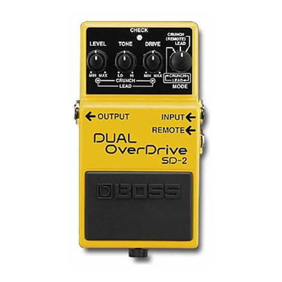 Boss SD-2 Dual Overdrive Instructions Manual