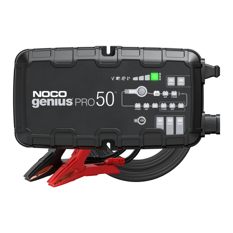 NOCO GENIUSPRO50 - GeniusPRO 50-Amp Professional Battery Charger Manual