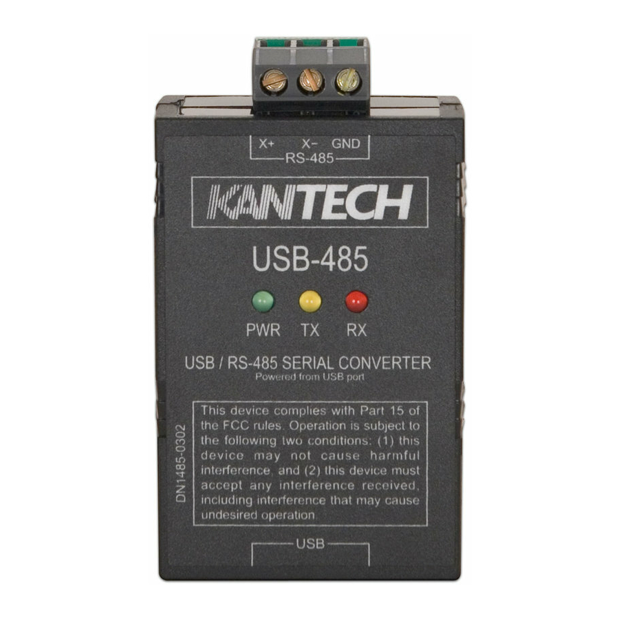 Kantech Access Control and Accessories USB-485 Specifications