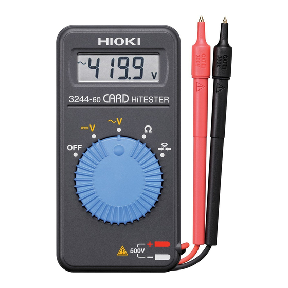 Hioki 3244-60 Quick Start Manual