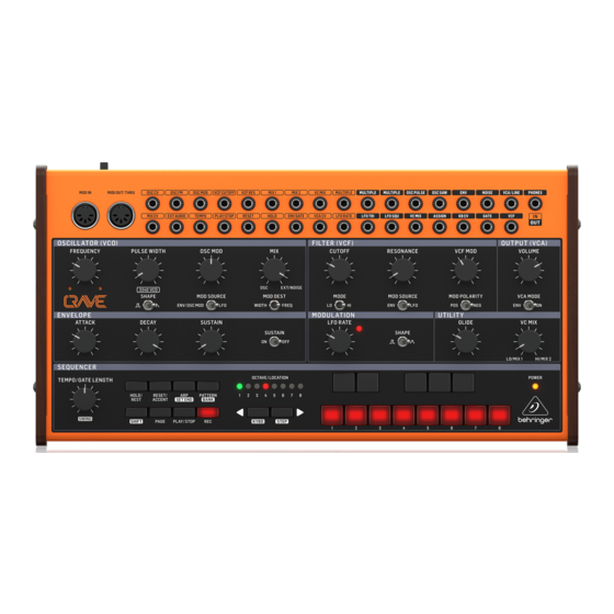 Behringer CRAVE User Support Bulletin