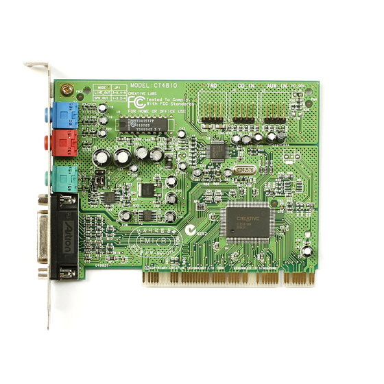 Creative CT4810 - Vibra 128 16bit Sound Card PCI Manuals