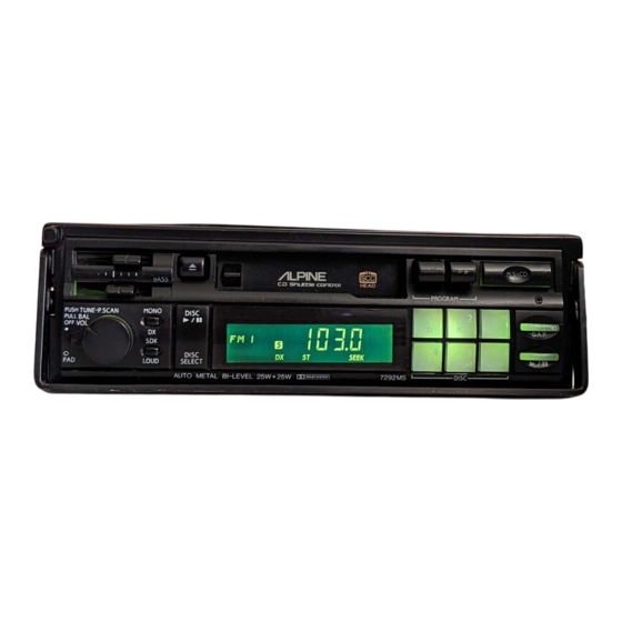 Alpine CD Shuttle Controller 7292MS Owner's Manual