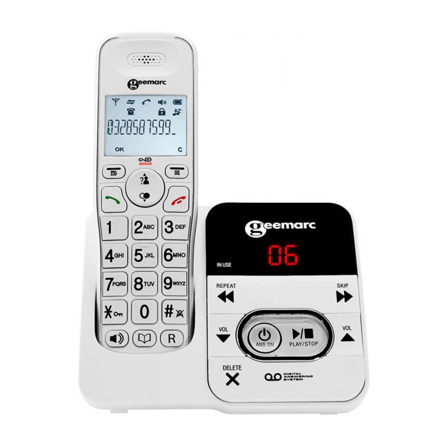 Geemarc AMPLIDECT 295 - Cordless Telephone Quick User Manual