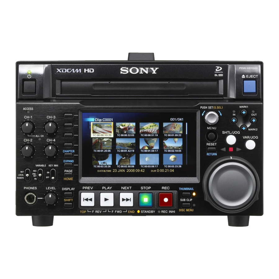 SONY XDCAM HD PDW-HD1500 OPERATION MANUAL Pdf Download | ManualsLib