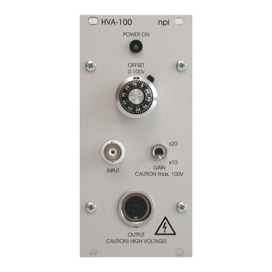 NPI HVA-100 Operating Instructions Manual