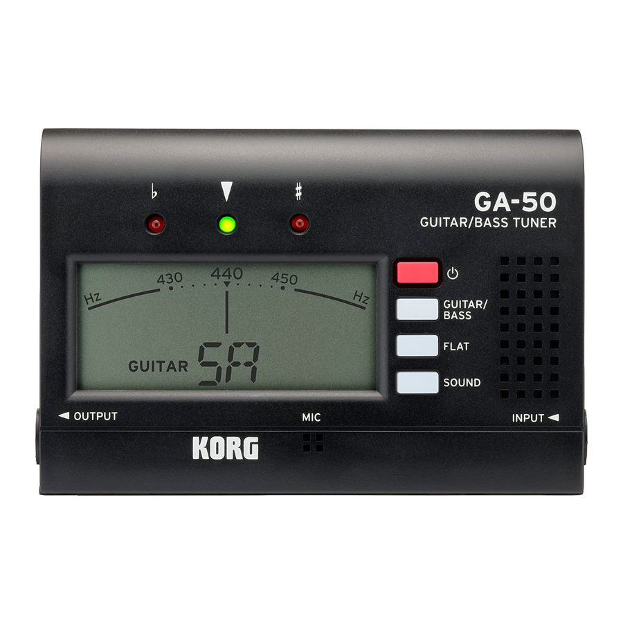 Korg GA-50 - Guitar/Bass Tuner Quick Start Guide