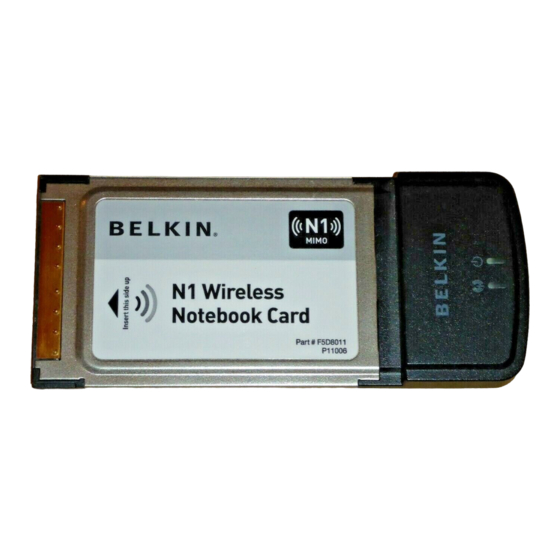 Belkin N1 WIRELESS NOTEBOOK CARD F5D8011 Manuals