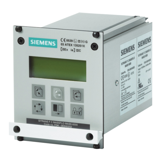 Siemens SITRANS F C MASS 6000 Quick Start Manual