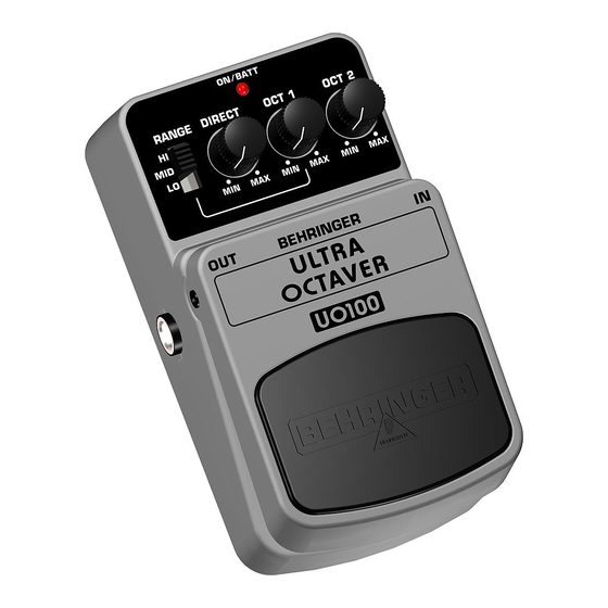 Behringer ULTRA OCTAVER UO100 Quick Start Manual