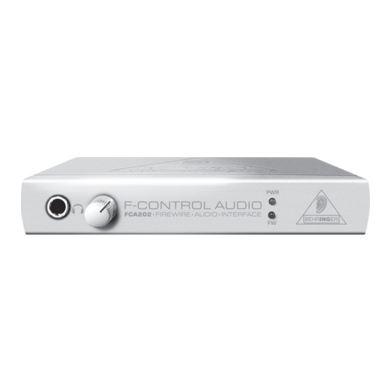 Behringer F-Control Audio FCA202 Manuals