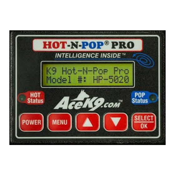 ACEK9 Hot-N-Pop Pro K9 Alarm System Manuals
