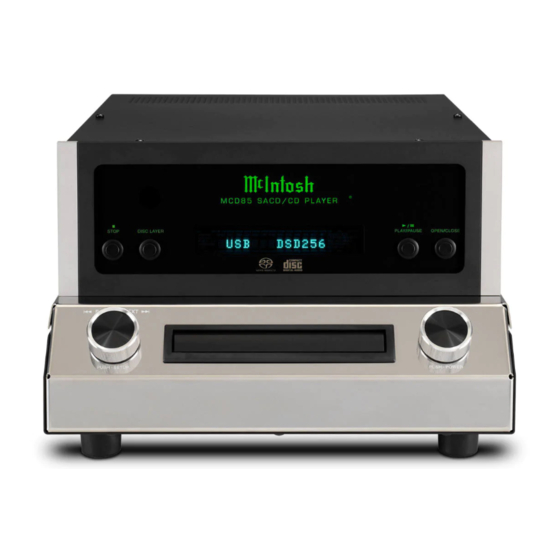 McIntosh MCD85 SACD/CD Player Manuals