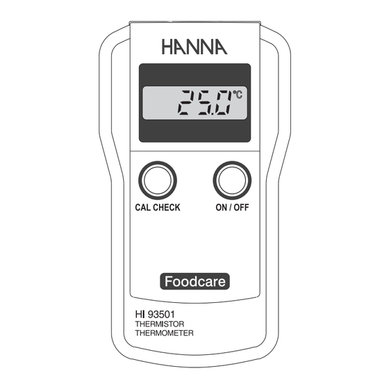 Hanna Instruments Foodcare Lumberg Thermistor HI 9041 Instruction Manual