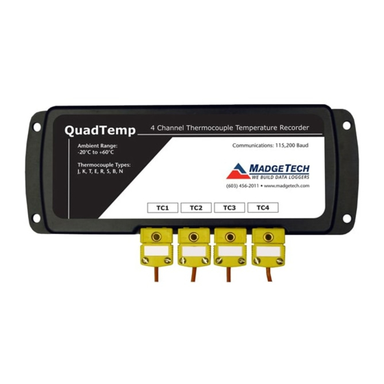 MadgeTech QuadTemp Quick Reference Card