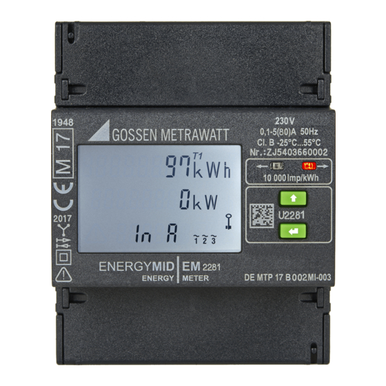 Gossen MetraWatt ENERGYMID EM2281 Operating Instructions Manual