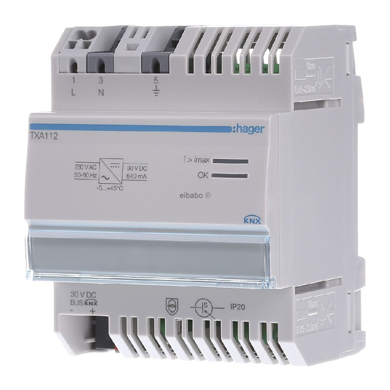 hager TXA112 Quick Start Manual