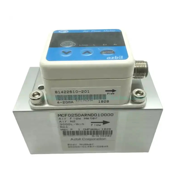 User Manuals: Azbil MCF0080 Air Flow Meter
