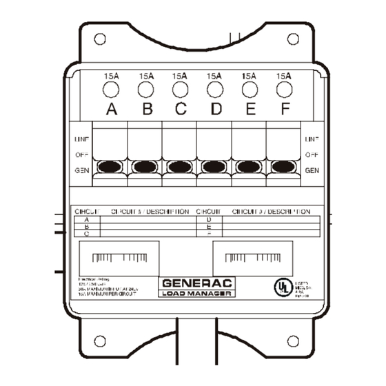 Generac Power Systems Power Transfer System with Dual Load Manager Owner's Manual