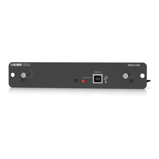 Klark Teknik DN32-USB Quick Start Manual
