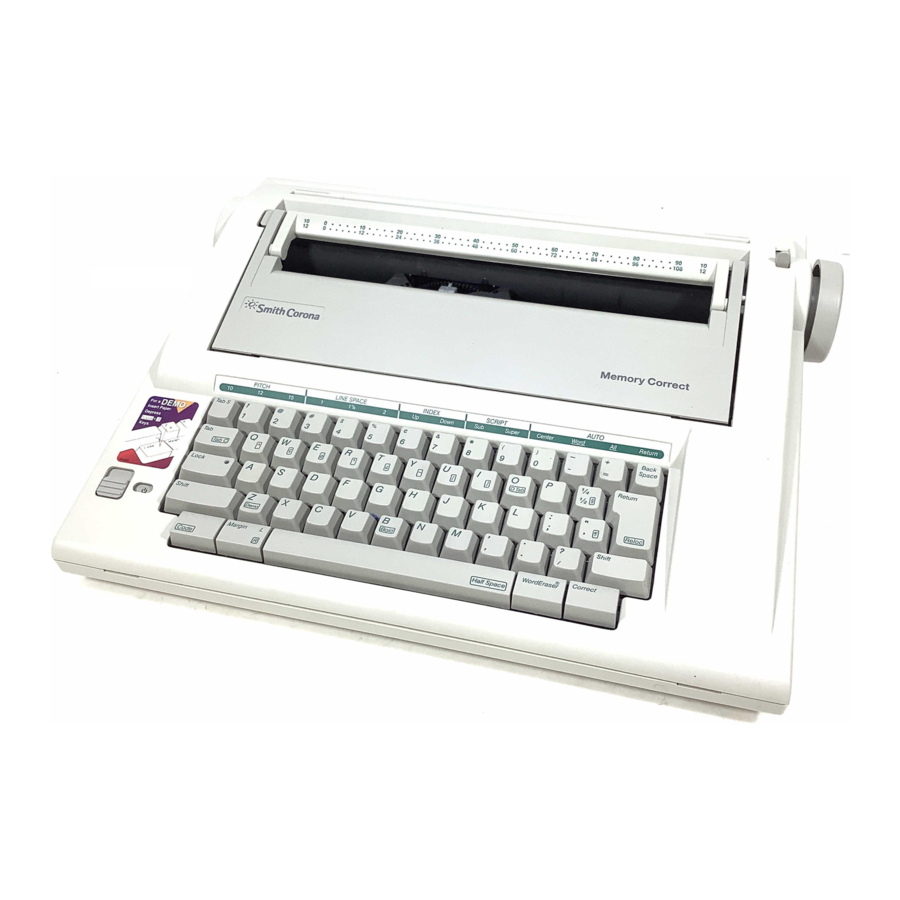 Smith Corona MEMORY CORRECT - Electronic Typewriter Manual