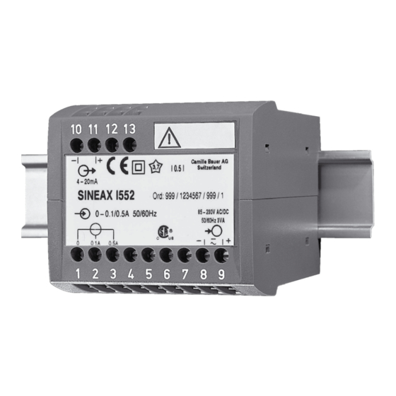 Camille Bauer SINEAX I 552 Transducer Manuals