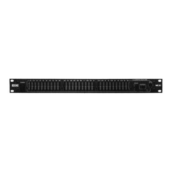 Rane ME 15 Operating And Service Manual