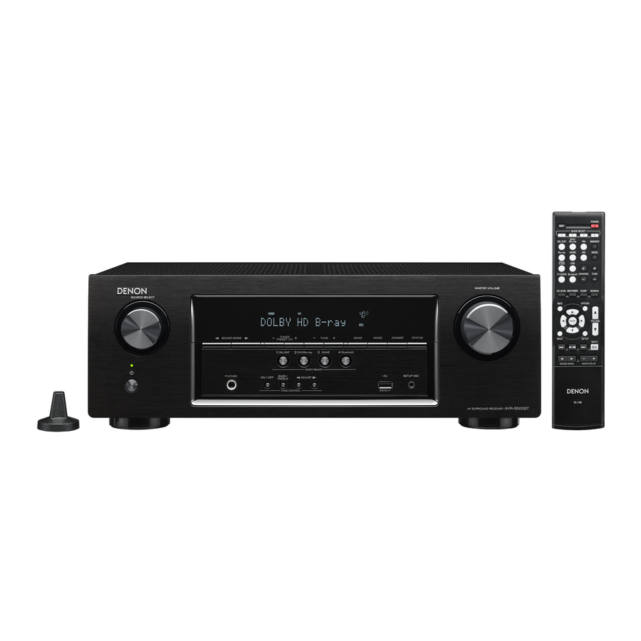 Denon AVR-S500BT - AV SURROUND RECEIVER Quick Start Guide