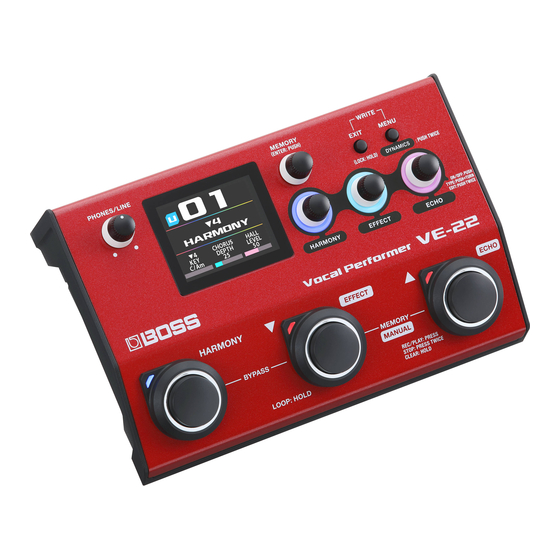 Boss Vocal Performer VE-22 Reference Manual