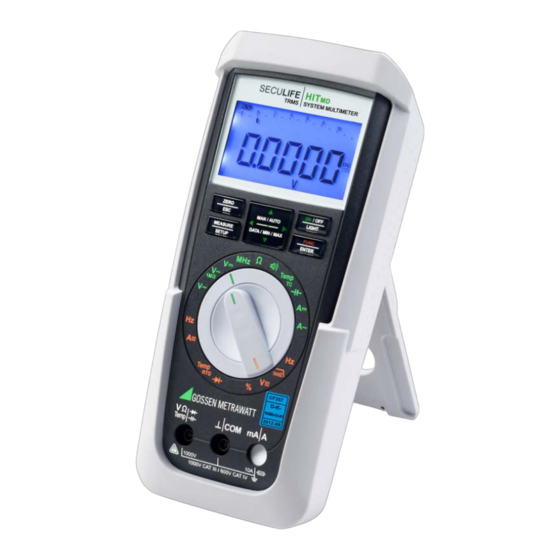 Gossen MetraWatt SECULIFE HIT MD Quick Setup Manual