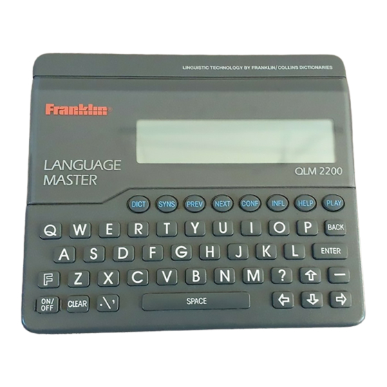 Franklin Language Master QLM-2200 Manuals