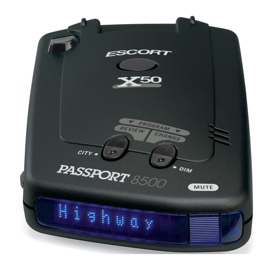 ESCORT Passport 8500 X50 - Radar Detector Manual
