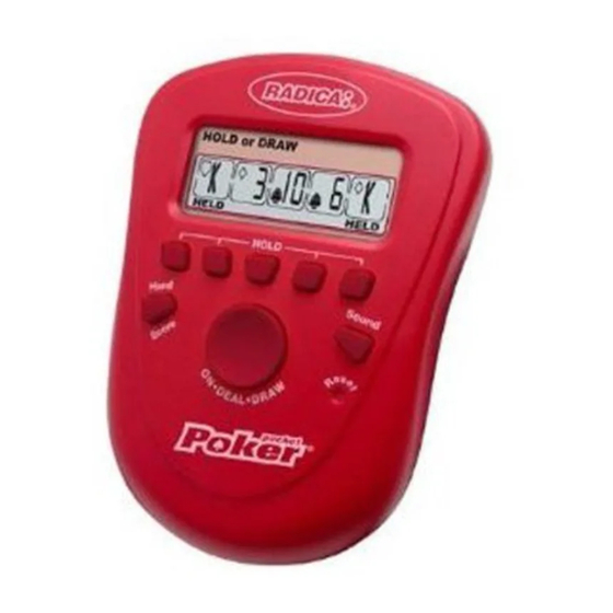 Radica Games I7008 Pocket Poker Instruction Manual
