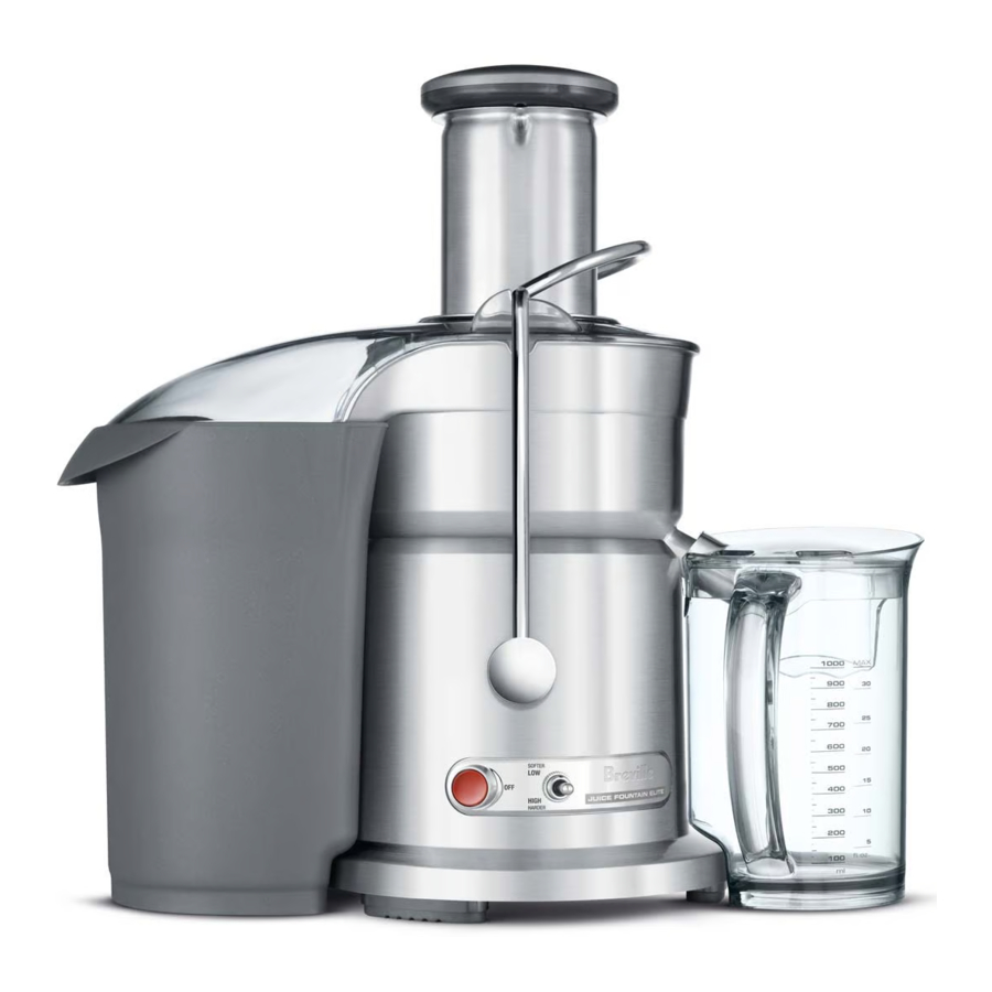 Breville JUICE FOUNTAIN ELITE Manual and Recipe Guide