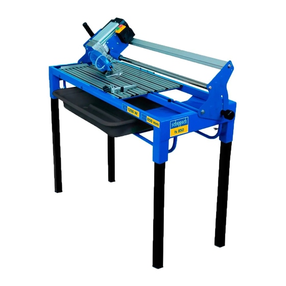 Scheppach fs 850 Translation From The Original Manual