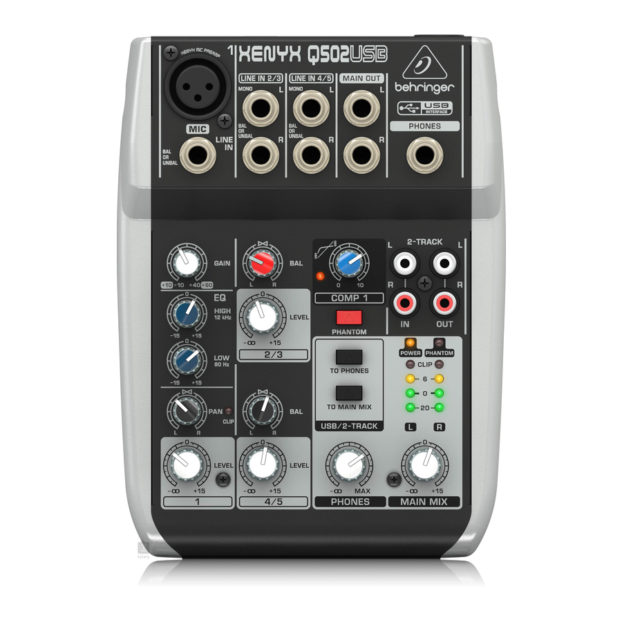 behringer XENYX Q1202USB/Q1002USB/Q802USB/Q502USB Manual