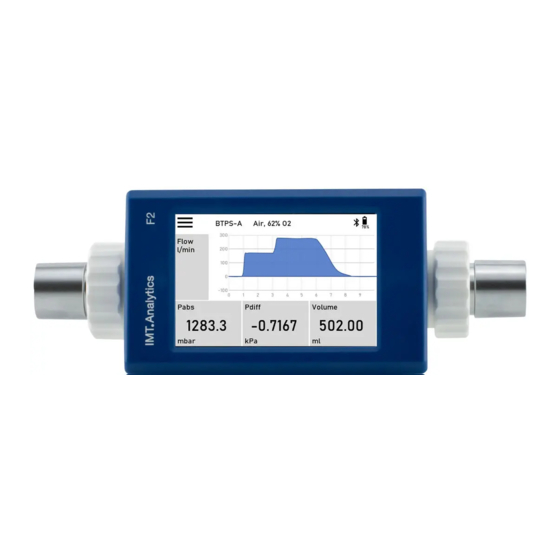 IMT Analytics FlowMeter F1 Gas Flow Meter Manuals