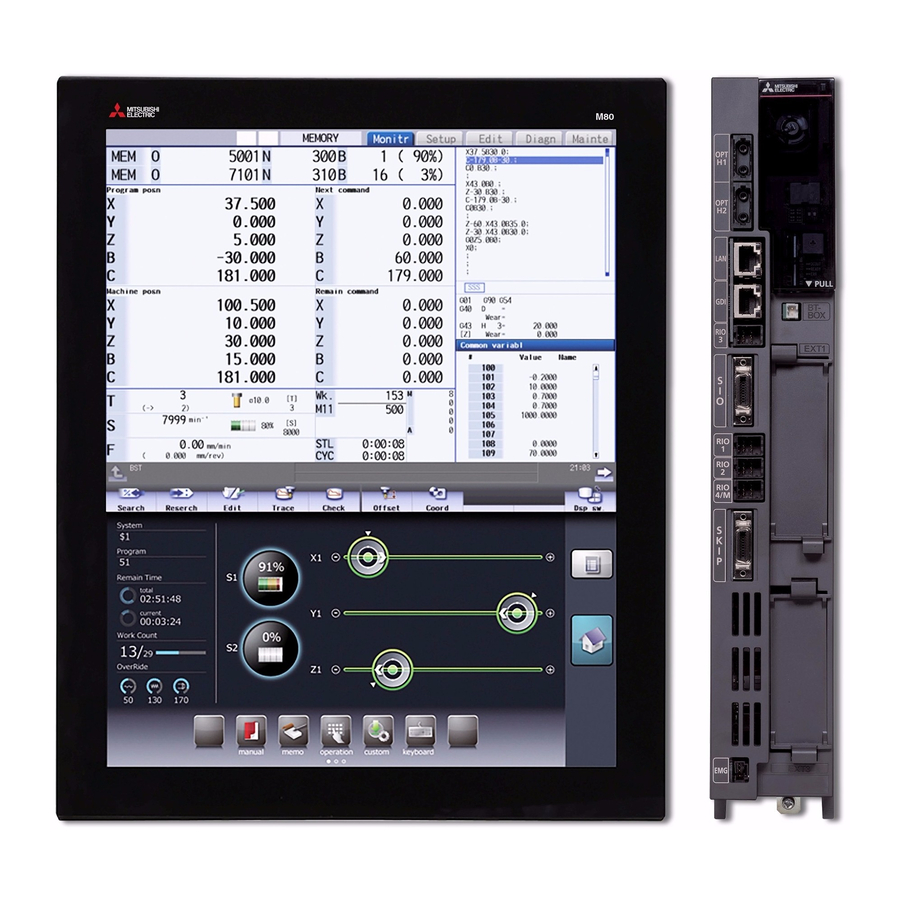 User Manuals: Mitsubishi Electric M800W Series Control