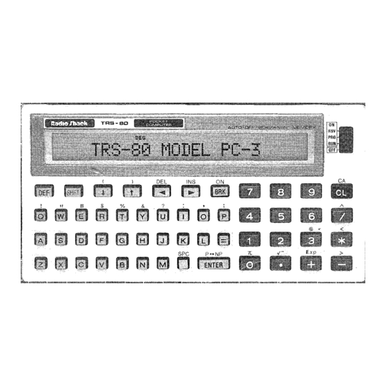 Radio Shack TRS-80 PC-3 Manuals
