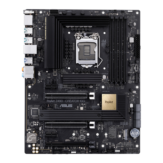 Asus ProArt Z490-CREATOR 10G Quick Start Manual