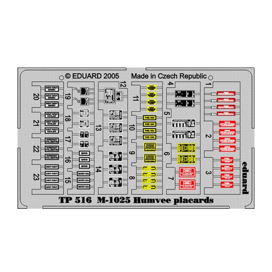 Eduard Zoom M-1025 Humvee placards Quick Start Manual